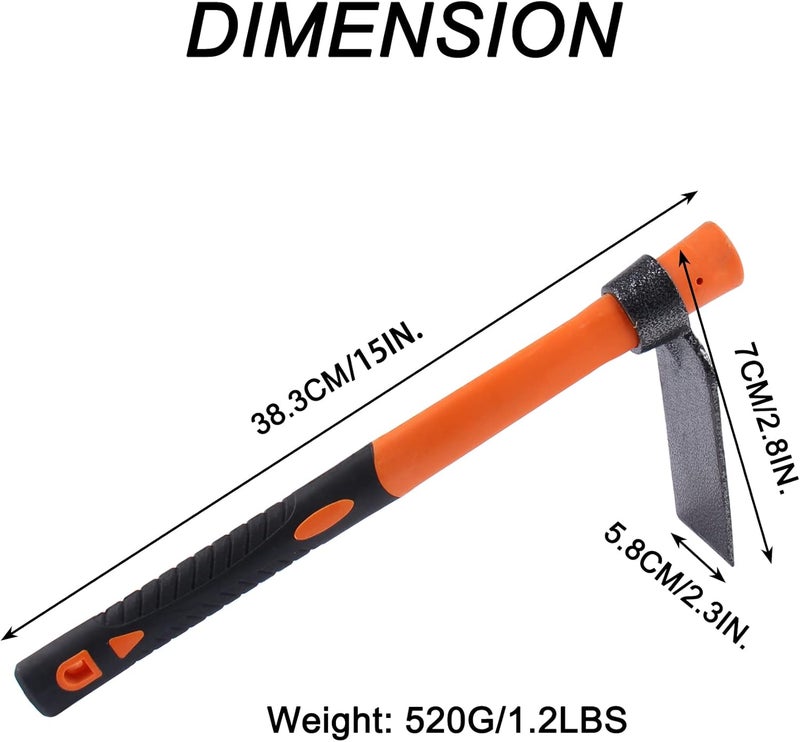 LUBAN Single Head Hoe with Heavy Duty Forged Adze and Ergonomic Non-Slip Handle for Loosening Soil, Gardening, Transplanting Outdoor 39mm/15-Inch - Image 2